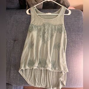 Green Laced flowy tank top
